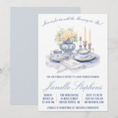 Blue Toile China, Victoriaans Tea Party Baby showe Kaart (Voorkant / Achterkant)