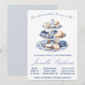 Blue Toile China, Victoriaans Tea Party Baby showe Kaart (Voorkant / Achterkant)