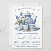 Blue Toile China, Victoriaans Tea Party Baby showe Kaart (Voorkant)
