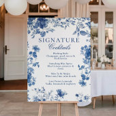Blue Toile Chinoiserie Signature Cocktail Menu Poster