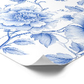 Blue Toile Chinoiserie Vrijgezellenfeest Welkom Poster (Hoek)