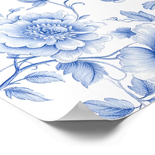 Blue Toile Chinoiserie Vrijgezellenfeest Welkom Poster (Hoek)