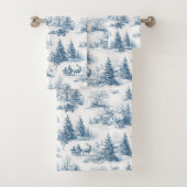 Blue Toile Christmas Pattern  Bad Handdoek (Insitu)