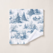 Blue Toile Christmas Pattern  Bad Handdoek (Wasdoekje)
