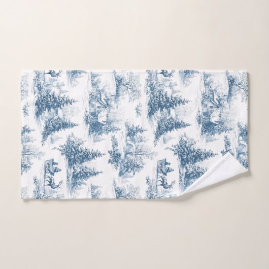 Blue Toile Christmas Pattern  Bad Handdoek (Handdoek)