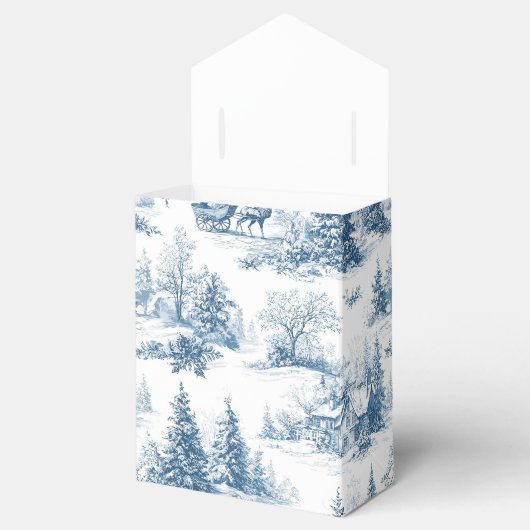 Blue Toile Christmas Pattern Bedankdoosjes (Geopend)