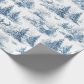 Blue Toile Christmas Pattern  Cadeaupapier (Hoek)