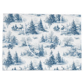 Blue Toile Christmas Pattern  Groot Cadeauzakje (Achterkant)