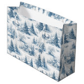 Blue Toile Christmas Pattern  Groot Cadeauzakje (Voorkant Gekanteld)