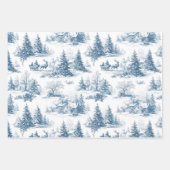 Blue Toile Christmas Pattern  Inpakpapier Vel (Voorkant 3)
