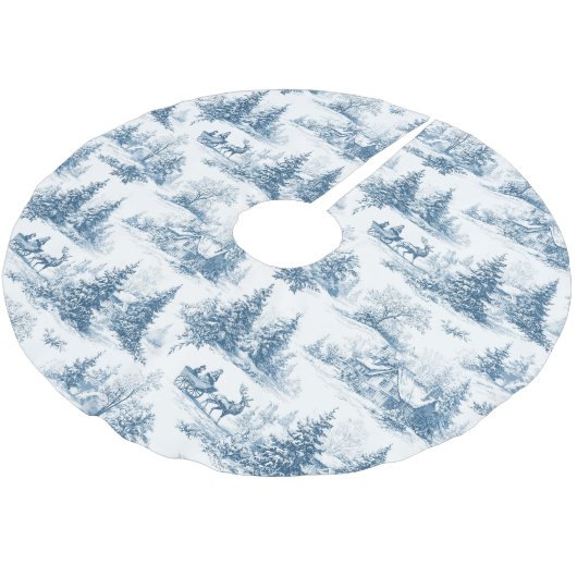 Blue Toile Christmas Pattern Kerstboom Rok (Gekanteld)