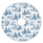 Blue Toile Christmas Pattern Kerstboom Rok (Voorkant)