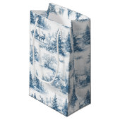 Blue Toile Christmas Pattern Klein Cadeauzakje (Voorkant Gekanteld)
