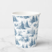 Blue Toile Christmas Pattern Papieren Bekers (Achterkant)