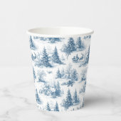 Blue Toile Christmas Pattern Papieren Bekers (Links)
