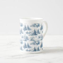 Blue Toile Christmas Pattern Porselein Kop
