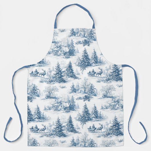 Blue Toile Christmas Pattern  Schort (Voorkant)