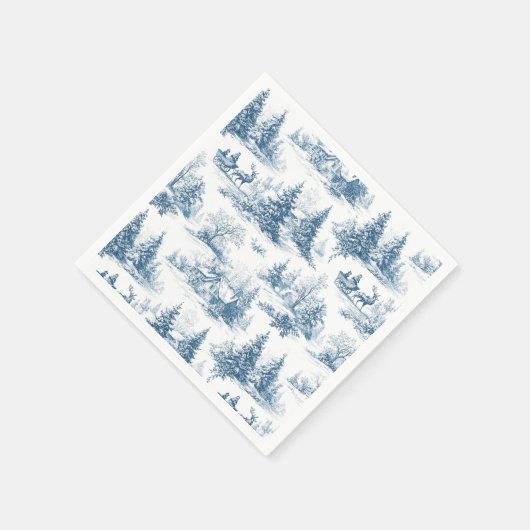 Blue Toile Christmas Pattern  Servet (Hoek)