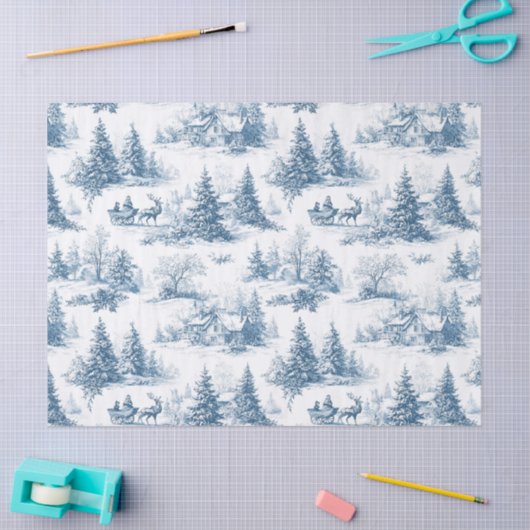 Blue Toile Christmas Pattern Tissuepapier (Craft)