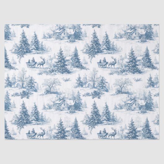 Blue Toile Christmas Pattern Tissuepapier (Voorkant)