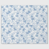 Blue Toile Coquette Pattern  Cadeaupapier (Vlak)