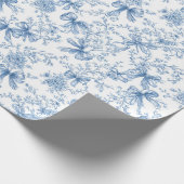 Blue Toile Coquette Pattern Cadeaupapier (Hoek)