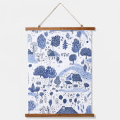 Blue Toile Countryside Scene (4) Hangend Wandkleed (Voorkant)