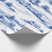 Blue Toile Countryside Scene (5) Cadeaupapier (Hoek)