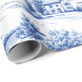 Blue Toile Countryside Scene (5) Cadeaupapier (Rol Hoek)