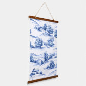 Blue Toile Countryside Scene (5) Hangend Wandkleed (Gebogen)