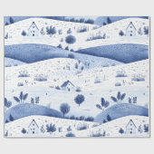 Blue Toile Countryside Scene (6) Cadeaupapier (Vlak)
