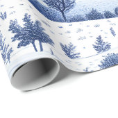 Blue Toile Countryside Scene (6) Cadeaupapier (Rol Hoek)