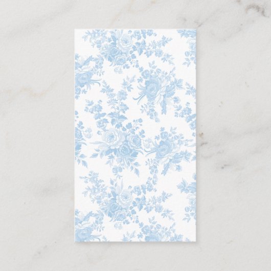 Blue Toile Crest Bunny Book voor Baby Boy Shower Informatiekaartje (Achterkant)