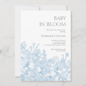 Blue Toile de Jouy Baby in Bloom Baby shower 2 Kaart (Voorkant)