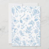 Blue Toile de Jouy Baby in Bloom Baby shower 3 Kaart (Achterkant)