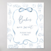 Blue Toile de Jouy Baby shower Baby's zijn zoet Poster (Voorkant)