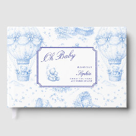 Blue Toile de Jouy Baby Shower Guest Book Gastenboek