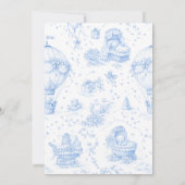 Blue Toile de Jouy Baby Shower Invitation Kaart (Achterkant)