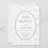 Blue Toile de Jouy baby shower Kaart (Voorkant)