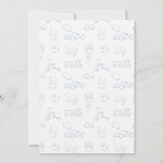 Blue Toile de Jouy baby shower Kaart (Achterkant)
