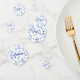 Blue Toile de Jouy Baby Shower Table Confetti