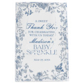 Blue Toile De Jouy Baby Sprinkle Favors Medium Cadeauzakje (Voorkant)