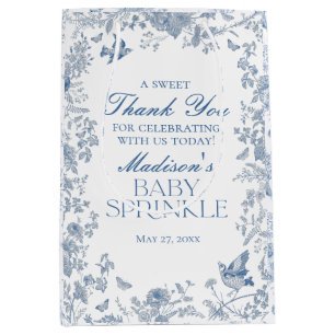 Blue Toile De Jouy Baby Sprinkle Favors Medium Cadeauzakje