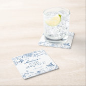 Blue Toile De Jouy  Bloemen Baby Sprinkle Kartonnen Onderzetters (Insitu)