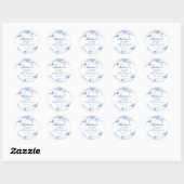 Blue Toile De Jouy  Bloemen Baby Sprinkle Ronde Sticker (Vel)