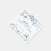 Blue Toile De Jouy Bloemen Baby Sprinkle Servet (Hoek)