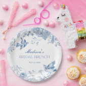 Blue Toile De Jouy  Bloemen Bruids Brunch Papieren Bordje (Feest)