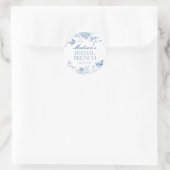 Blue Toile De Jouy  Bloemen Bruids Brunch Ronde Sticker (Tas)