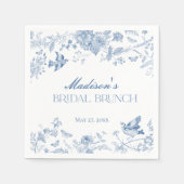 Blue Toile De Jouy  Bloemen Bruids Brunch Servet (Voorkant)