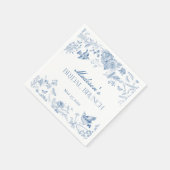 Blue Toile De Jouy  Bloemen Bruids Brunch Servet (Hoek)